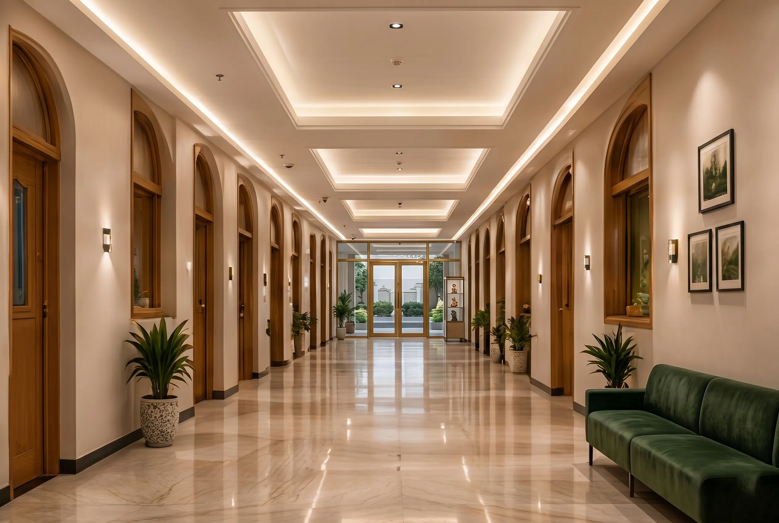 Modern campus corridors and infrastructure